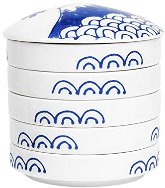 Plateau de Peinture Chinoise en Porcelaine Plateaux de Mélange de Peinture Empilables à 5 Couches en Céramique Ensemble de Palette D'aquarelle Ronde pour Contenir La Couleur de La