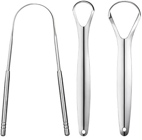 3 raspadores de lengua de metal, raspadores de lengua para adultos, raspadores de acero inoxidable, raspadores de lengua portátiles YLYL