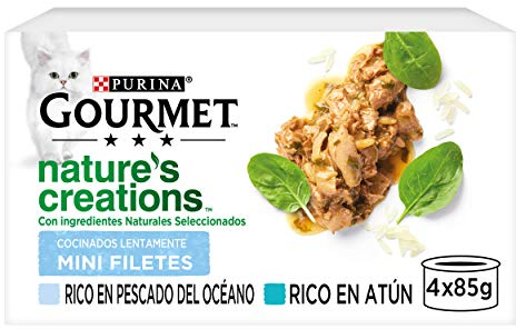 Gourmet Purina Nature's Creations Nourriture Humide Naturelle pour Chat avec Poisson de l'océan et Thon, 12 Paquets de 4 boîtes 85 g - 48