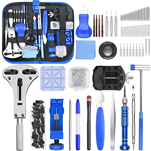 STARTOGOO 185 pezzi kit orologiaio professionale - cambio batteria, regola cinturino, apri cassa, cacciavite di precisione e barre a molla