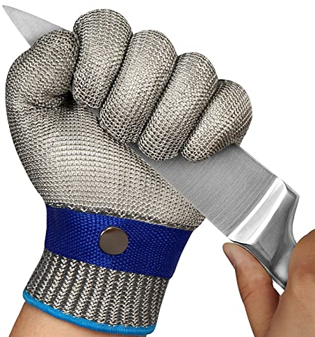 APTTOOL Schnittschutzhandschuhe Küche, Kettenhandschuh Level 9 Schutz, Schnitzhandschuhe für Metzger Austern Shucking, Fleisch Schneiden, Holzschnitzen und Garten (S)