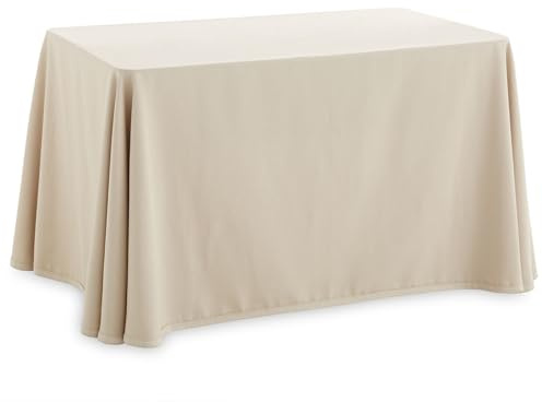 Lanovenanube Falda Camilla Otoman Rectangular 90x160 cm Marfil Mesa Verano | Tejido 50% poliéster y 50% algodón. Acabado con ribete a juego. Ideal para mesas auxiliares en primavera y verano.