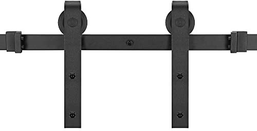 SPRINGOS Maniglia per porta scorrevole, sistema di scorrimento scorrevole, 183 cm, con rotelle per porte scorrevoli in legno, stile rustico