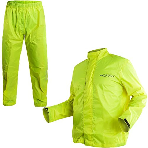 A-Pro Motorrad Wasserdicht Regenjacke Regenkombi Regenhose Regenanzug Fluo L