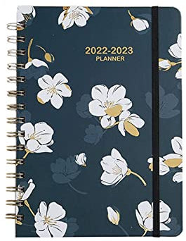 JKXWX Notizbuch Blumenmuster Zeitplan Notebook Daily Plan Jahr Kalender A5 Coil Notebook English Book Time Management Agenda, 3 NotizbüCher