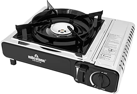 Milestone Camping 18959 Stainless Steel Portable Camping Stove/Gas Powered/Lightweight & Portable/Air Cooling System/Camping/Festivals/Fishing Trips