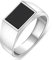 Siegelring Onyx Stein Schwarz für Damen und Herren Silber 925 Rhodiniert Eckig 58 (18,5 mm Ø)