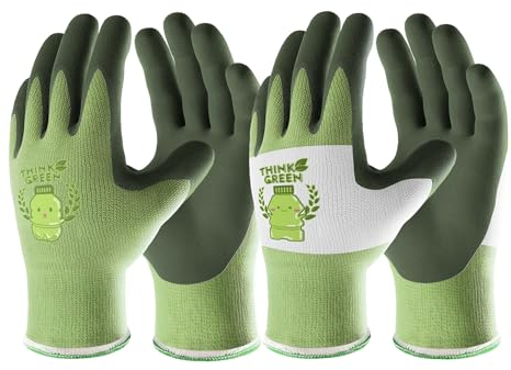COOLJOB 2 Paar Gartenhandschuhe für Kinder 5-7 Jahre, Kinder Arbeitshandschuhe aus recyceltes Polyester, mit Gummierung (2 Paar XS)