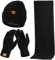 FVXYnnv Winter Beanie Mütze Schal Handschuhe Kombi Set - Fleece Innenfutter Knitted Hat, Warme Touchscreen Gloves, Weiche Lange Scarf für Damen Herren (Schwarz)