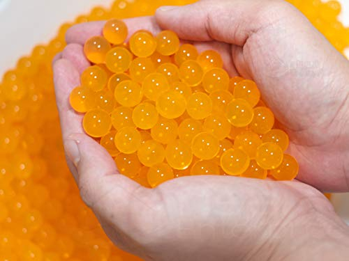 Risai Water Balls, Crystal Gel Beads Perfect for Hydrogel Plants Vase Filler, Centerpiece Silicone Orbs, Non-Toxic Clear Jelly Gems, Growing Bead 5000pcs, Orange 100g