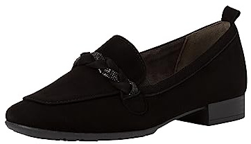 Tamaris Comfort Damen Loafer ohne Absatz aus Leder Business Slippers Comfort Fit, Schwarz (Black), 40 EU