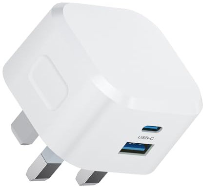 USB C Plug 20W, Apple iPhone Fast Charger Plug UK for iPhone 16/16 Pro/16 Pro Max/15 Plus/14/13/12/11/XR/XS/SE/8/7/6, Type C and USB Plug Fast Charging for i Phone Apple Watch USBC Wall Plug Dual Port