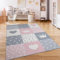 Paco Home Teppich Kinderzimmer Kinderteppich Spielteppich Kurzflor rutschfest Krone Herzen Punkte Sonne Regenbogen Buchstaben, Grösse:80x150 cm, Farbe: Creme Rosa Grau