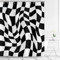 Hnmdmyi Rideau de Douche Noir et Blanc Groovy Damier 180x200, 70s Rétro Moderne Abstrait Psychédélique Groovy Ondulé Esthétique Hippie Funky Imperméable Tissu Polyester Lavable Rideau de Baignoire