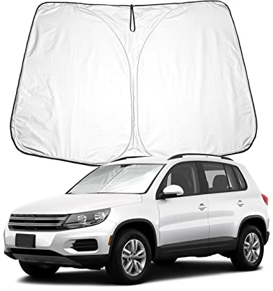 BIXUAN Parasol compatible con VW Tiguan 1 2007 – 2015 parabrisas para el parabrisas delantero del coche cubierta cortavientos para parabrisas delantero bloqueado UV cubierta plegable