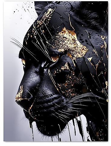 wandmotiv24 Leinwandbild Fantasy, Panther, Hochformat M0600