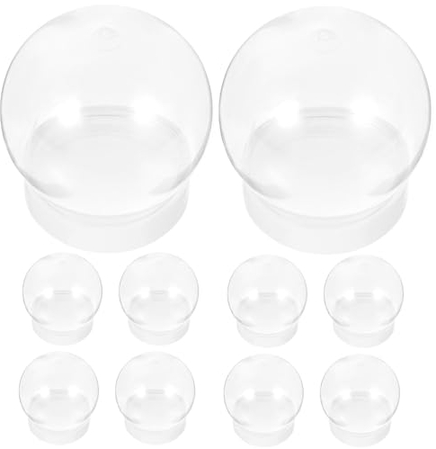 ifundom 10 Stücke DIY Schneekugel 270ml Plastik Saftflaschen zum Befüllen Weihnachten Geschenkbox Bonbonglas mit Deckel Süßigkeiten Glaskuppel Glashaube Transparente Leere Smoothie Flaschen