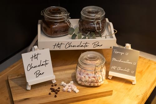 Marco Paul Hot Chocolate Station Set 6pc Glass Jars Storage Easel Cocoa Kitchen Set House Decor Spoon Hot Chocolate Stirrers Glass Storage Jars Drink Maker Home Decor