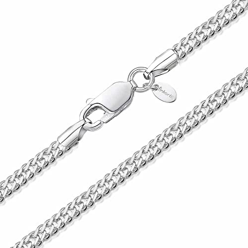 Amberta Damen Halsketete 2 mm aus 925 Sterling Silber Rhombus Kette: 2.3 mm Panzerkette 70 cm