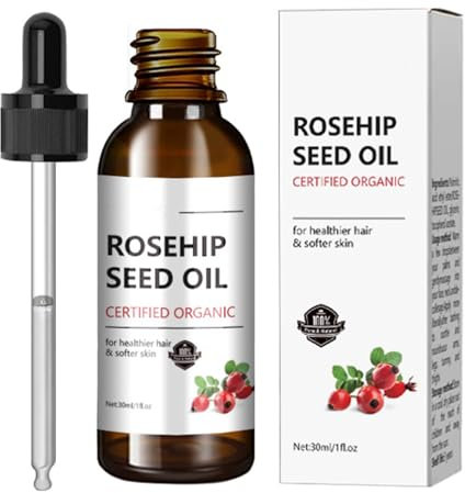 Rosehip Oil 30ml - Organic Rosehip Seed Oil Anti-Aging Hydrating Nourishing & Moisturising Rose Hip Oil for Skin, Hair, Nails, Cold Pressed Unrefined for All Skin & Hair Types