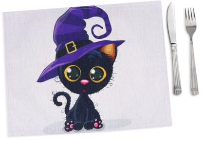 PRETYZOOM Tovagliette Da Tavola Di Halloween Corridore Della Tavola Di Halloween Tovaglietta Sottopiatto Sottobicchieri Viola,porpora Pentola Da Cucina Antiscivolo
