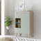 Lomadox Wohnzimmer Esszimmer Vitrine, Vitrinenschrank in Grün Matt mit Eiche