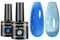 Senvenski Bleu Gelée Vitrail Vernis Semi Permanent, Glace Nudité Verre Bleu Vernis à Ongles Gift Set UV LED Art Varnish Kit pour French Manucure (CS2-016)