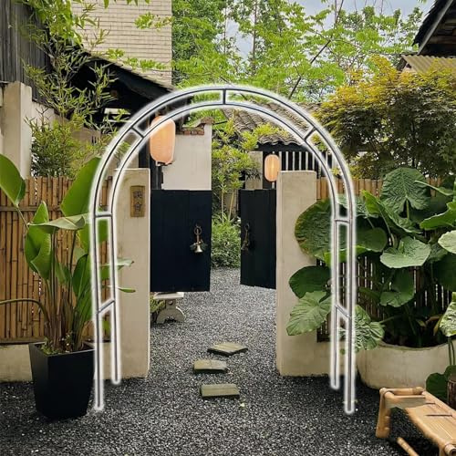 GZDXBF Gartenbogen Rosenbogen (Edelstahl), Metall Rankbogen Pergola Spalier Für Hinterhof, Rasen, Terrasse, Dekoration(Color:25mm+Base,Size:1.8 * 2.4m(5.9 * 7.9ft))