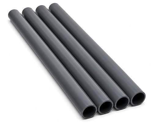 HAF 4 x 1 Meter PVC Druckrohr Grau 50mm | Klebestutzen x Klebestutzen | 2,44mm Wandstärke | Rohr aus PVC-U | PN10 für Poolfitting, Pool, Schwimmbad, Poolverrohrung, Druckleitung, Rohrleitung