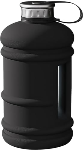 Vaupan 2.2L Half Gallon Water Bottle, 73 OZ Large Water Jug BPA Free PETG Plastic Reusable Drink Container with Handle, Wide Mouth Leak proof Big Sports Jug for Gym Fitness Hiking Outdoor (Black)