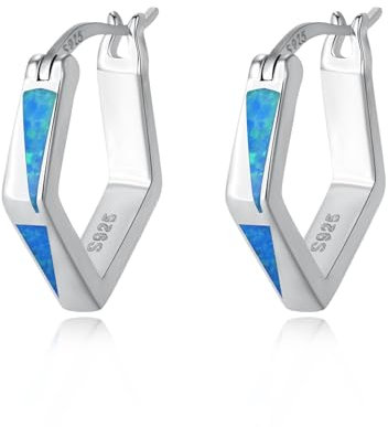 Opal Ohrringe Silber 925 Creolen Ohrringe Opal Hypoallergene Huggie Creolen Ohrstecker Schmuck Geschenke für Damen