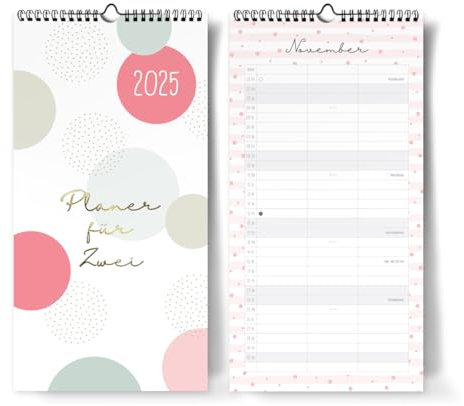 Familienplaner 2025 I 3 Spalten I Wandkalender 22 x 43 cm I [Blattgold] I Partnerkalender 2024 als Monatskalender I Familienkalender I Paarplaner zum Aufhängen I Extraseiten für die Urlaubsplanung