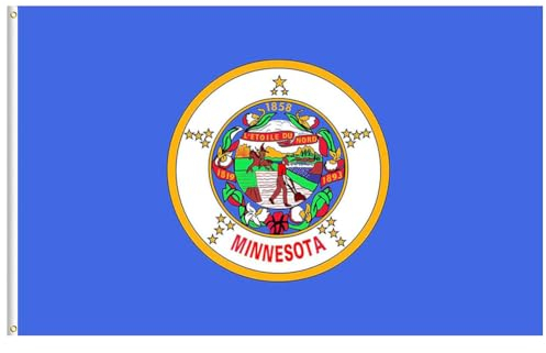 JUCHRZEY Minnesota-Staatsflagge, lebendige Farben, doppelt genähte Minnesota-Flagge, lichtbeständig, Minnesota-Staatsbanner for Festivalfeiern