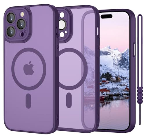 ElestBela für iPhone 14 Pro Hülle kompatibel mit MagSafe, Handyhülle für iPhone 14 Pro Silikon Case Ultra Dünn Translucent Matt, Kratzfeste Schuzhülle Magnetisch Hülle Dunkel Violett