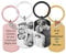 Personalisierter Schlüsselanhänger mit echter Foto Gravur und/oder Wunschtext wie z.B. Widmung, Glückwunsch, Name, Geburtstag, etc. – optional mit Charm-Anhänger und Glücksbringer Symbol (Edelstahl)