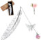 Lesezeichen Geschenk, 11cm Metall Feder Lesezeichen mit 3D-Schmetterling Anhänger und Rosa hängende Kugel, Weihnachts & Geburtstags Geschenk für Mütter, Lehrer, Schüler, Leser und Freund (Silber)