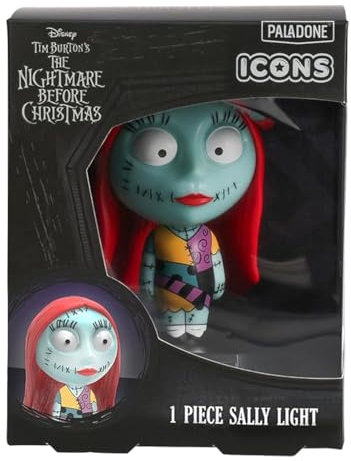 Sally Icon Light - Producto oficial de Pesadilla antes de Navidad, regalo coleccionable para fanáticos del cine, decoración espeluznante de Halloween, funciona con pilas (10 cm)