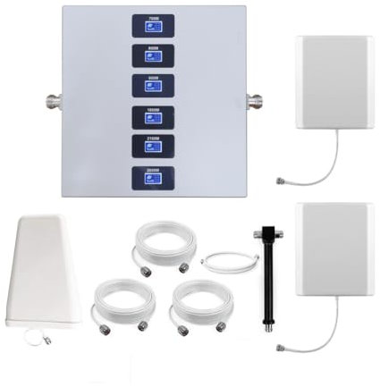 KKBSTR Amplificador 5G Amplificador Señal Movil 6 Bandas, Mejorar su Señal 2G/3G/4G/5G, Dos Antenas Interiores