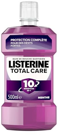 Listerine Bain de Bouche Quotidien Total Care (bouteille de 500 ml) – Soin bucco-dentaire protection émail 10 bénéfices en 1 – Haleine fraîche durable