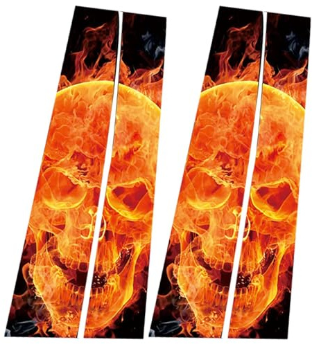 Totenkopf Auto Aufkleber Groß - Mittelsäule, Flammen, B Säule - Selbstklebend Für Tuning