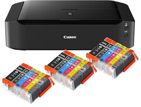 IC-Office IP8750 Farbtintenstrahl Drucker (Drucken, CD-Druck, A3, WLAN, AirPrint) schwarz + 18 XL Tintenpatronen