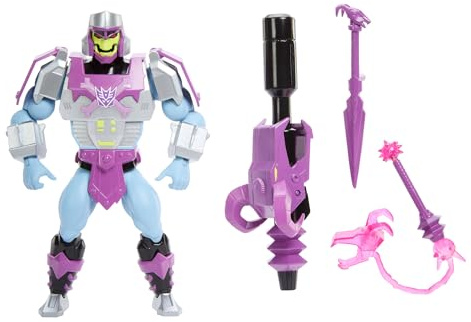 Masters of Universe Origins & Transformers Actionfigur, Skeletor mit Megatron-Rüstung, ca. 14 cm großes, bewegliches Collaboration Spielzeug, Zubehör und Mini-Comic, JGT16