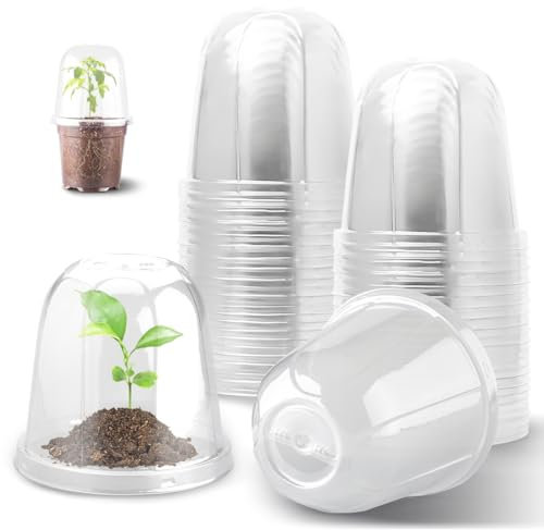 30 Pcs Clear Plastic Humidity Dome, Adjustable Ventilation Plant Cloche for Seedlings Fits 6Inch Nursery Pots, Reusable Transparent Grow Dome Cover for Seed Starter Pots Outdoor Gardening Plant Growth