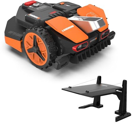 WORX Landroid Vision L1300 Mähroboter WR213E.1 für Gärten bis 1300m², AI Rasenmäher Roboter ohne Begrenzungskabel, aktive Hindernisvermeidung mit KI-Technologie, Igelschutz + WA0825 Vision Garage