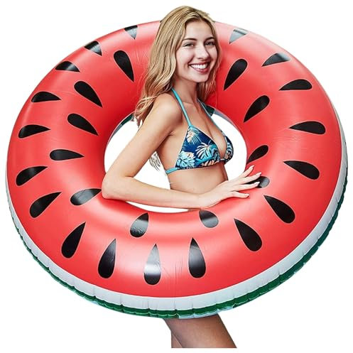 Schwimmring Melone 120 cm In Melonenform Oder Schwimmring Erwachsene. Aufblasbares Und Robustes Design, Bietet Spaß Für Erwachsene Am Strand Oder Im Pool.