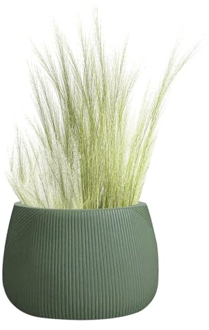 Fibre Clay Plant Pot Round Flower Pot Planters 42cm (Green, Medium 30L)