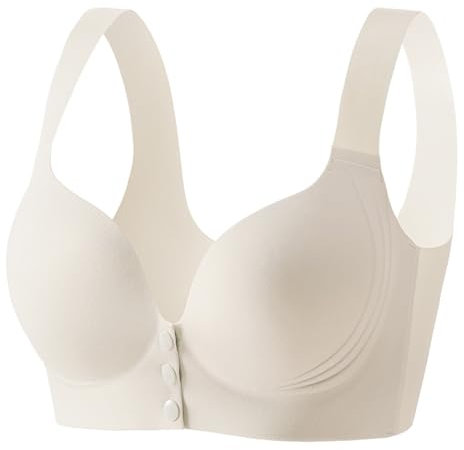 Women's Hands Pumping Bra Maternity Nursing Bra Adjustable Support Comfortable Breastfeeding Bra for Active Moms (Beige, 36)