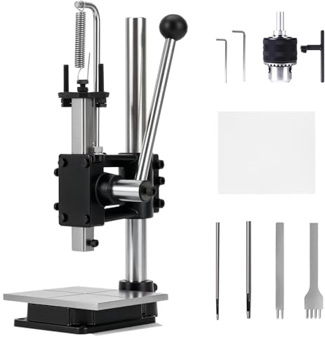 Leder Locher Werkzeug ERPHIC Leder Lochfräse,Lochmaschine,Lochmaschine mit Aluminiumplatte Set für DIY-Lederarbeiten,Lochbohrung,Schnitt, Formgebung,Pressen,Montage von Nieten und Schnappknöpfen