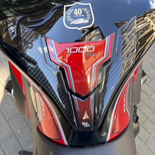 Adesivi 3D protezioni compatibili con Kawasaki Ninja 1000 SX 40th Anniversary Edition 2024 Firecracker Red (Protezione Serbatoio)