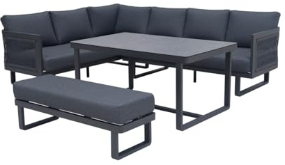 Bramblecrest Hudson L-Shape Sofa Set with Rectangle Table & Bench